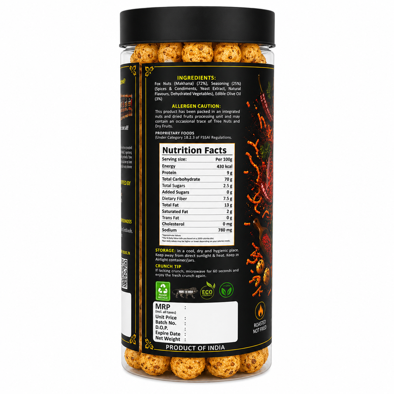 Bhujjia Blast Crunch Makhana ready to eat jar pack - crunchy fox nut snack