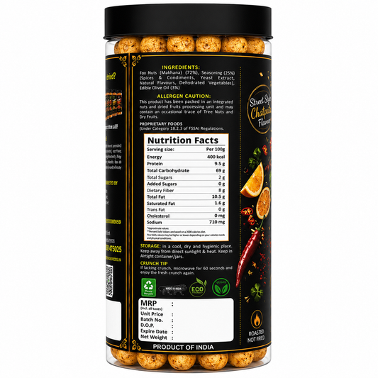 Chatpata chaska roasted makhana - tangy masala air roasted lotus seeds snack