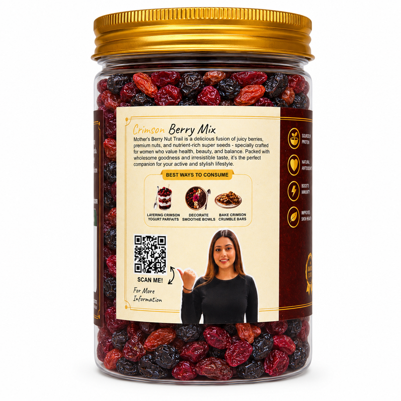 Crimson Berry Mix pack sizes 250g 500g - sweet tart berry blend