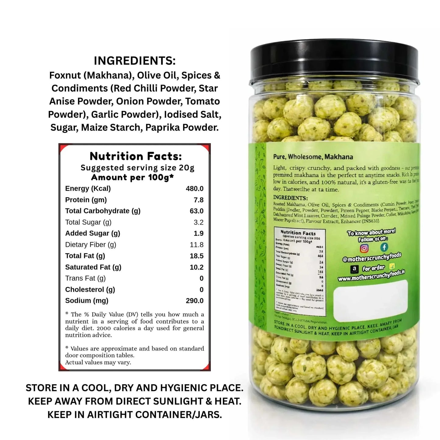 Minty Pudhina Makhana 60g | Roasted Foxnuts | Healthy Snack | Mother's Crunchy Foods