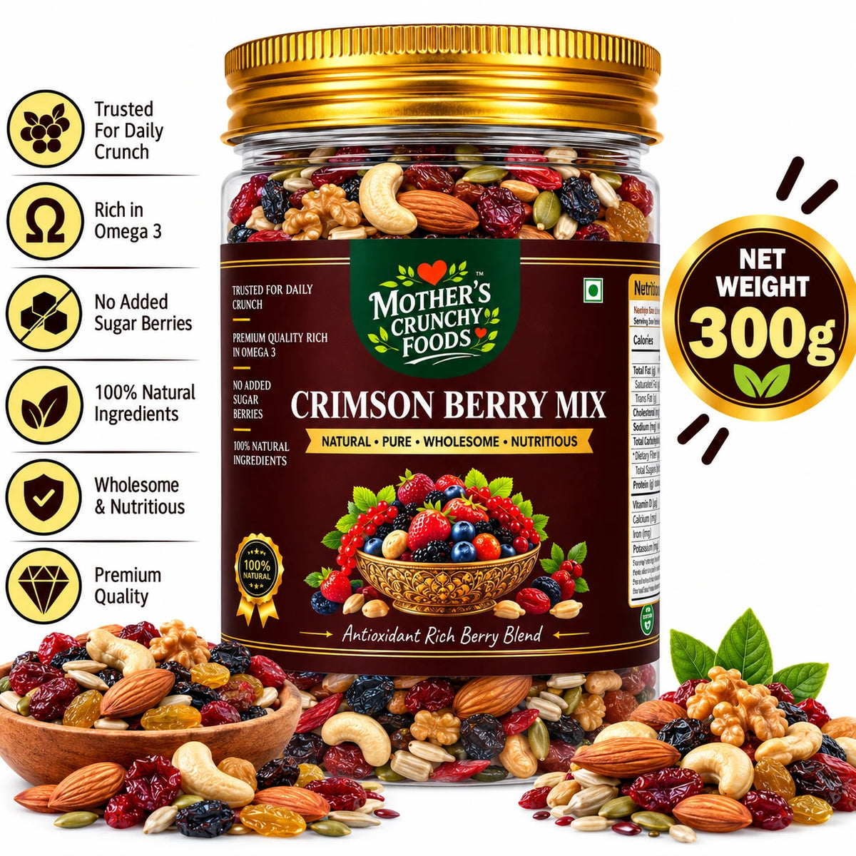 Mother's Crunchy Foods crimson berry trail mix lifestyle scene 2