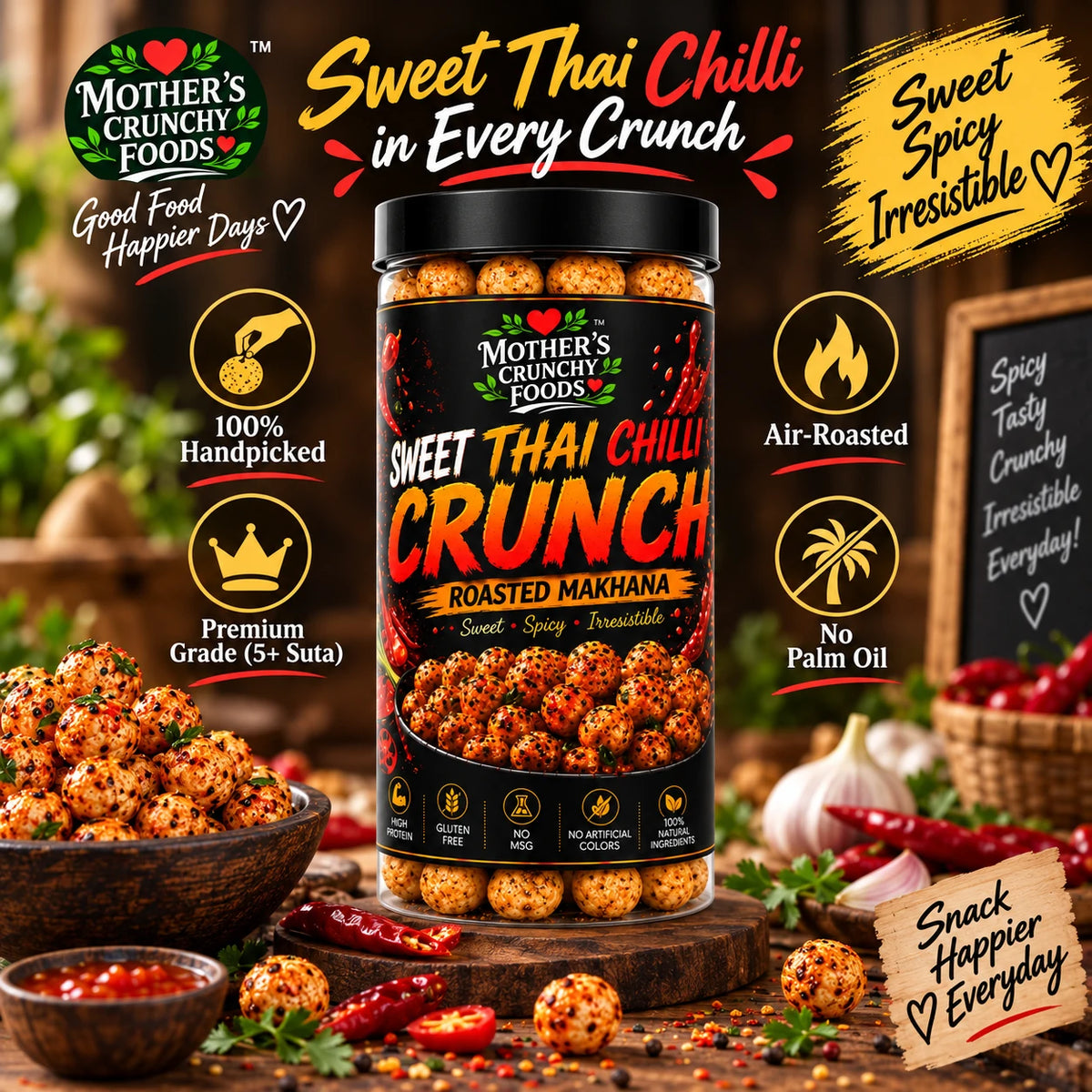 Mother's Crunchy Foods sweet thai chilli roasted makhana lifestyle scene 5