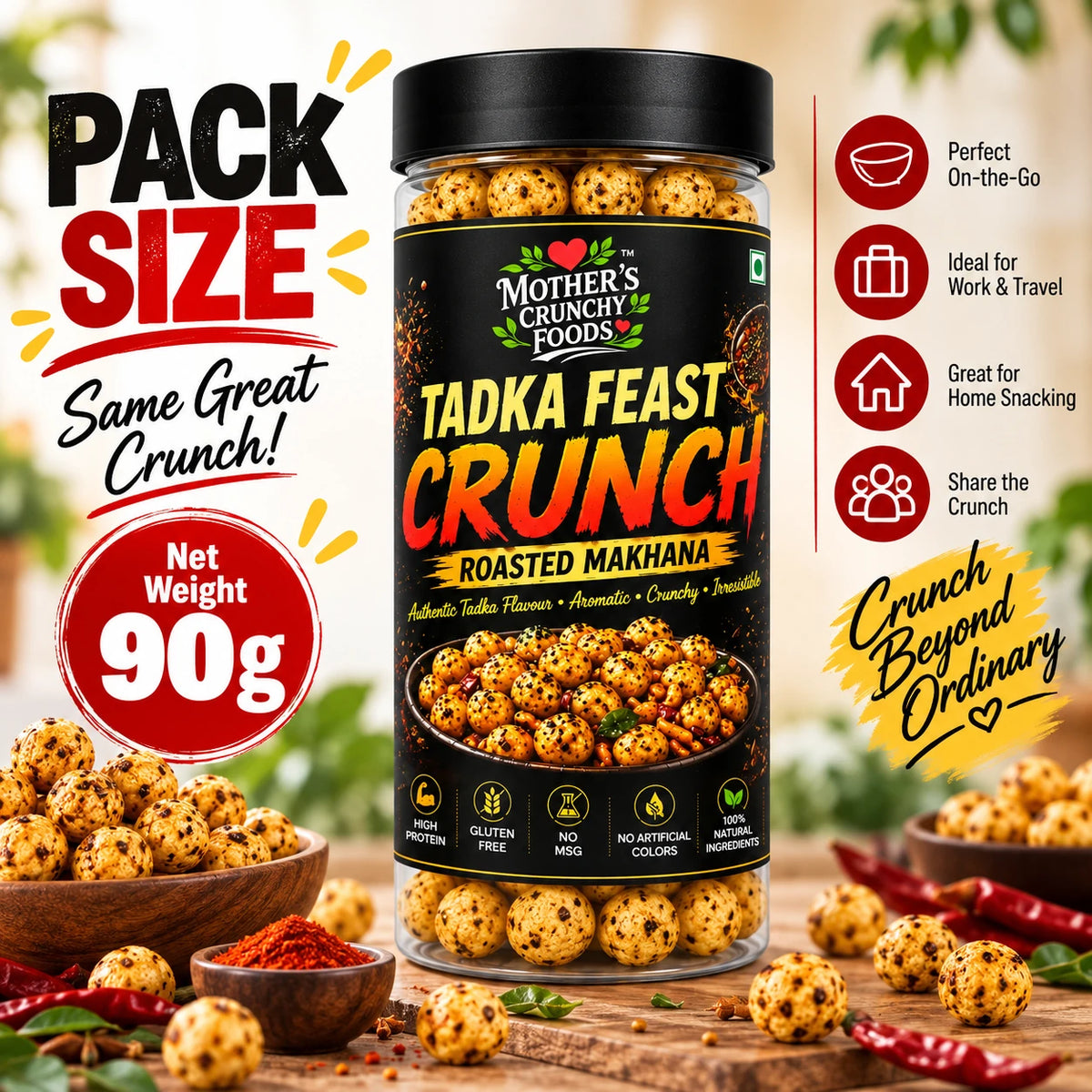 Mother's Crunchy Foods tadka feast roasted makhana lifestyle scene 4