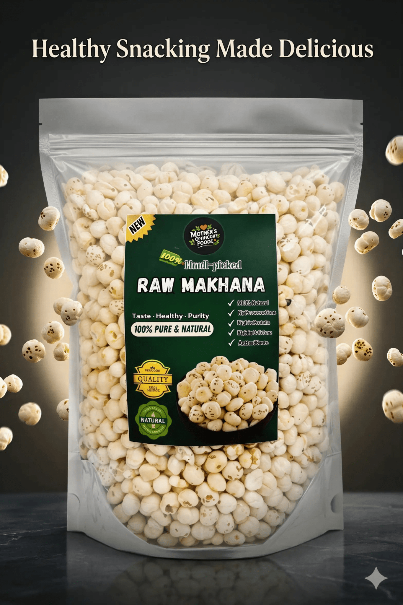 Raw Makhana 250g | Plain Foxnuts | 100% Natural Healthy Snack | Mother's Crunchy Foods