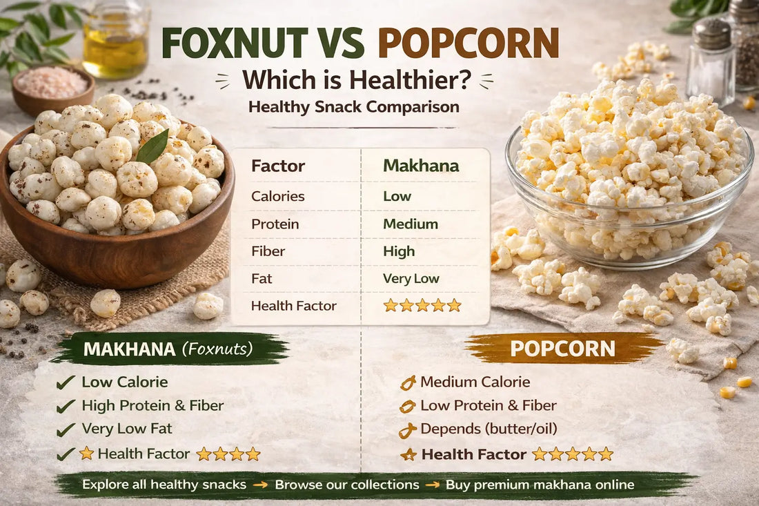 makhana vs popcorn healthy snack comparison low calorie weight loss india