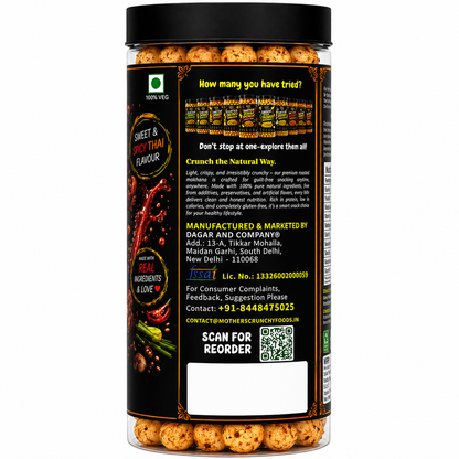Sweet Thai Chilli Crunch Makhana ready to eat jar pack - party and mocktail fox nut snack