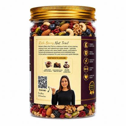 Berry Nut Trail pack sizes 250g 500g - ready to eat snack mix