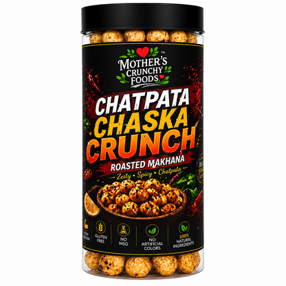 Chatpata Chaska Crunch Roasted Makhana jar - tangy chaska masala fox nuts phool makhana by Mother's Crunchy Foods