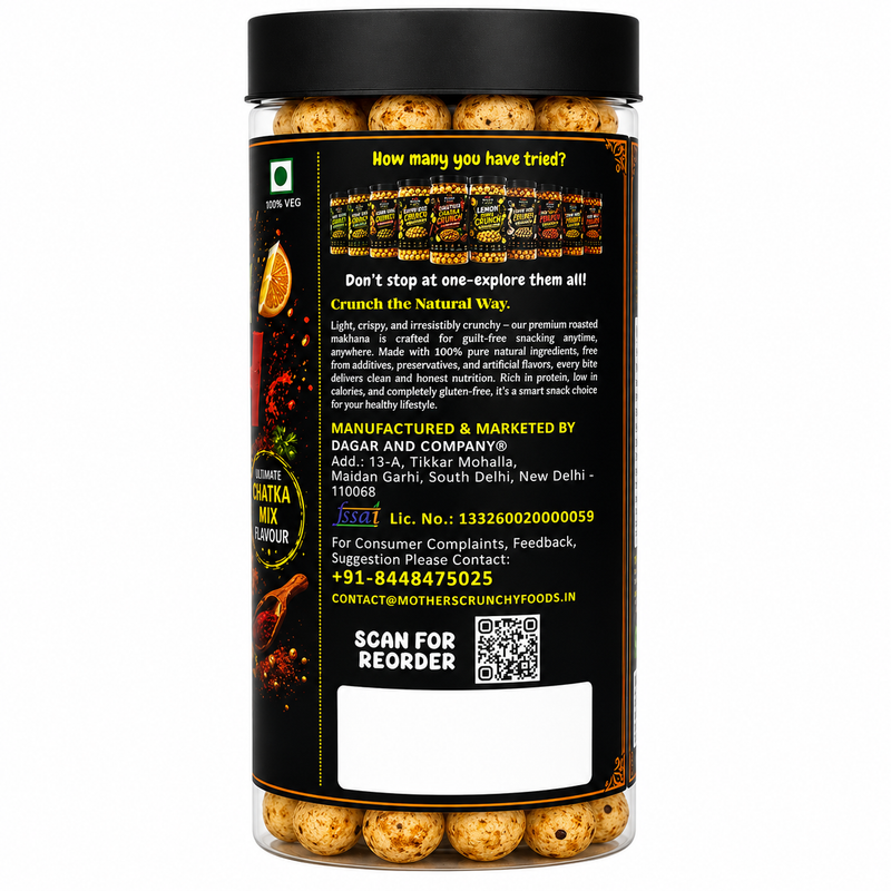 Chatka Mix Crunch Makhana ready to eat jar pack - bhel topping fox nut snack