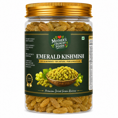 Emerald Kishmish jar - long seedless green raisins by Mother's Crunchy Foods