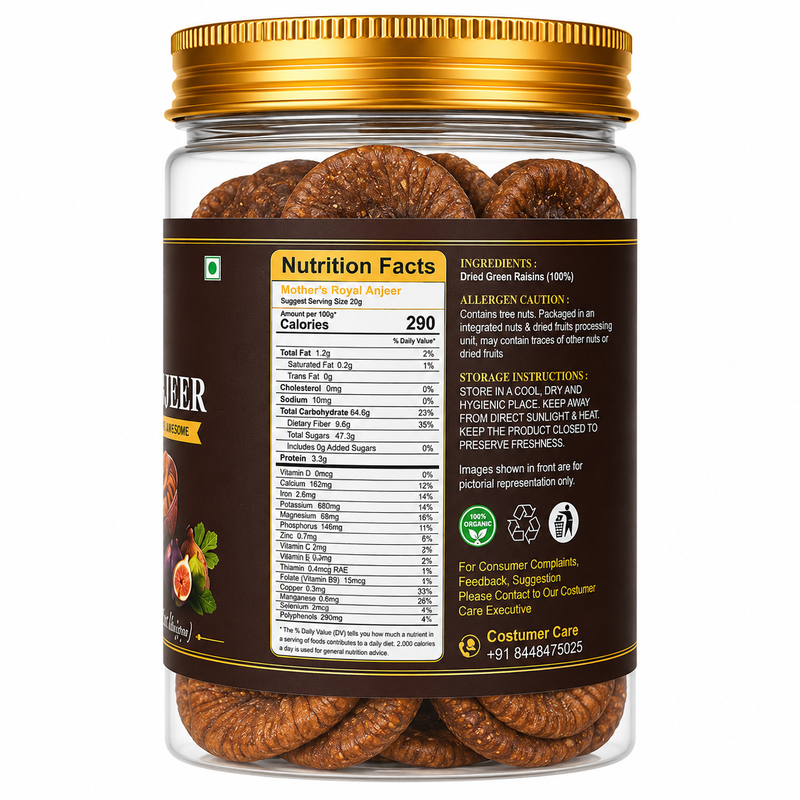 Whole dried anjeer figs - soft chewy dry fruit with honey-like sweetness