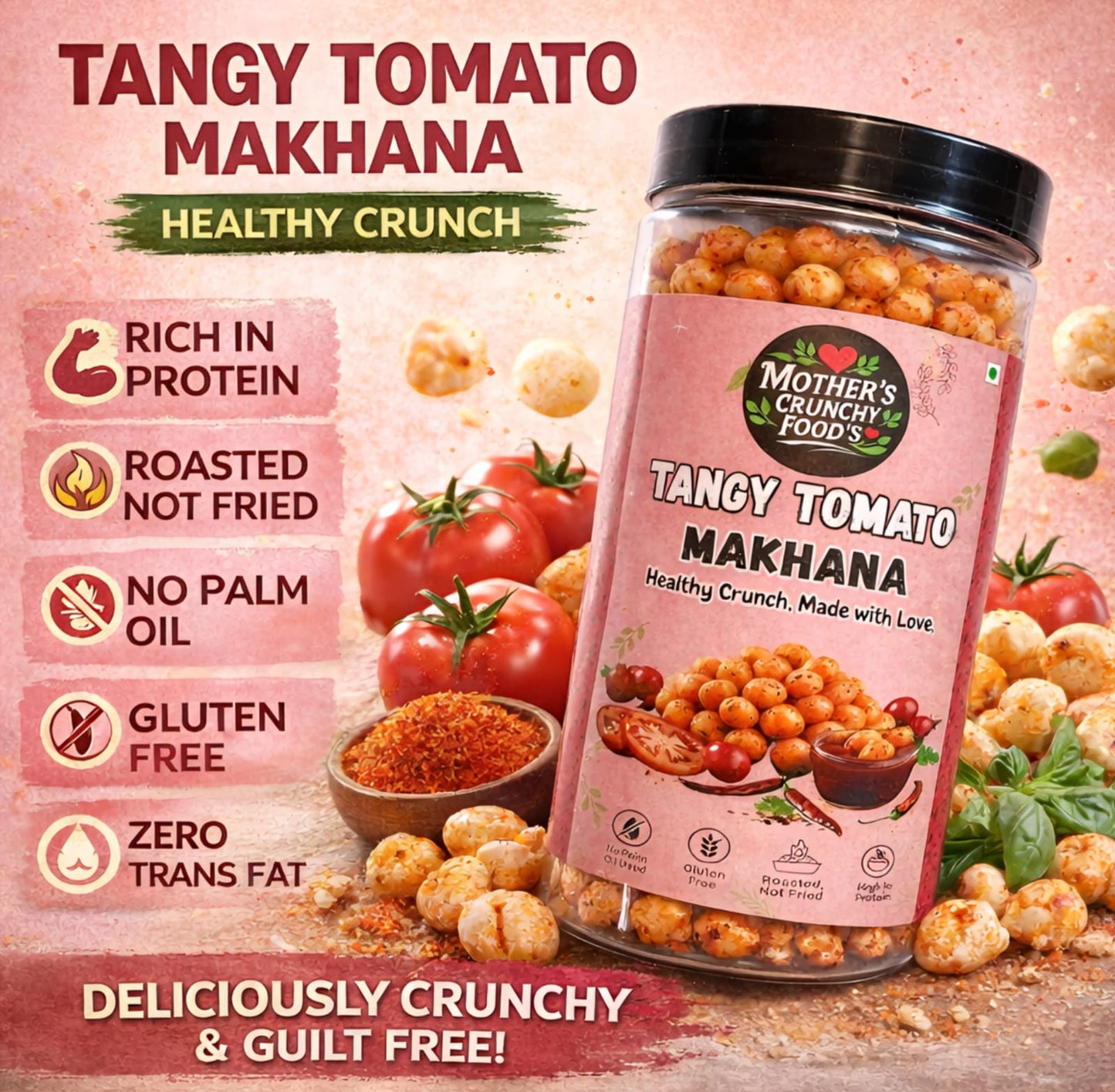 Tangy Tomato Flavoured Roasted Foxnuts – 150g