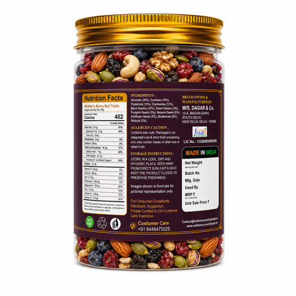 Berry nut trail mix for office gym trekking and travel snacking