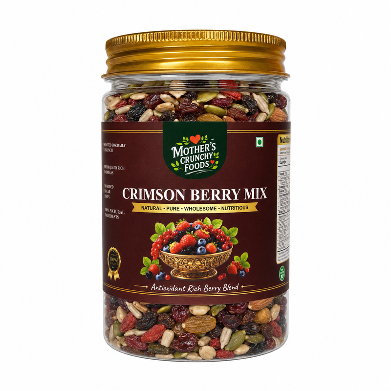 Crimson Berry Mix jar - imported dried berries mix by Mother's Crunchy Foods