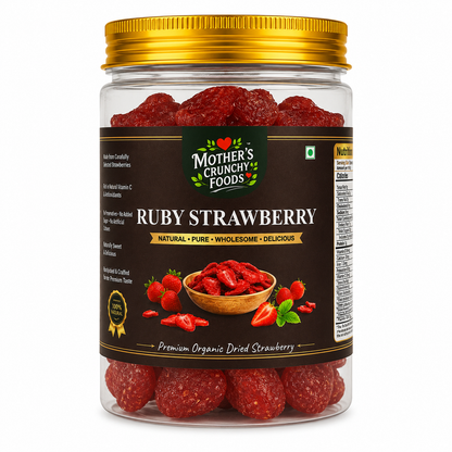Ruby Strawberry jar - dried strawberries chewy fruit snack by Mother's Crunchy Foods