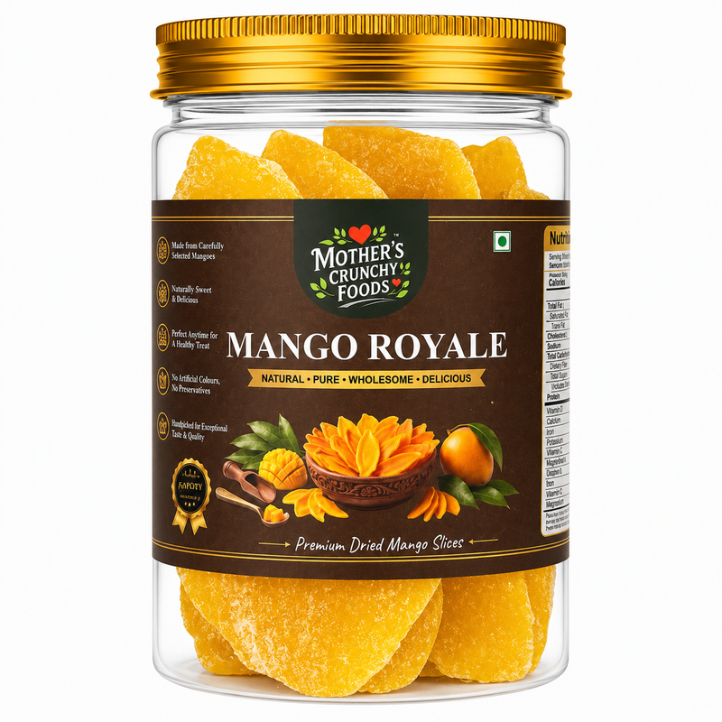Mango Royale jar - dried mango slices chewy fruit snack by Mother's Crunchy Foods