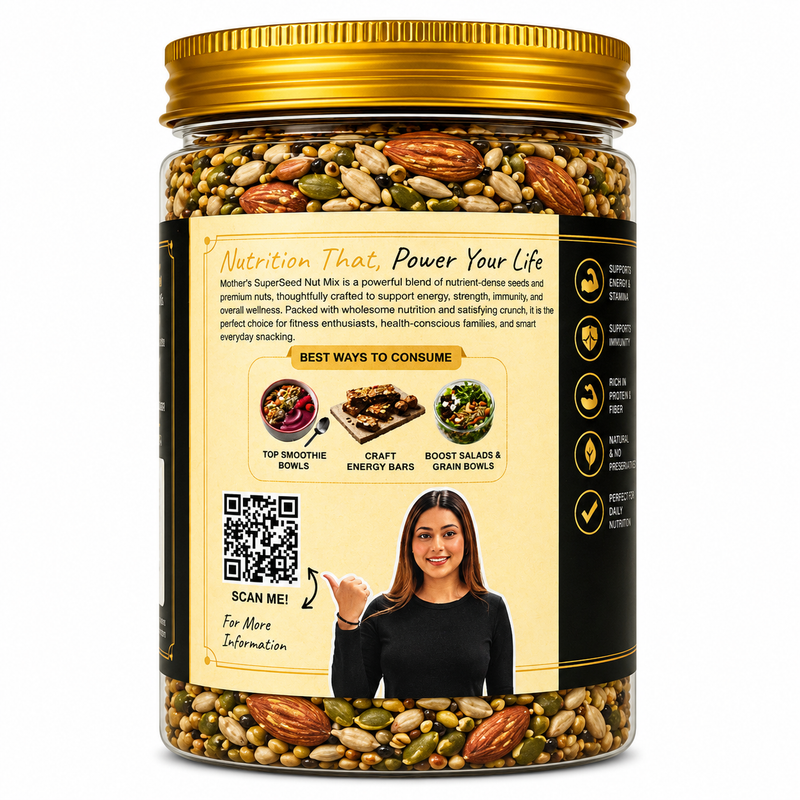 SuperSeed Nut Mix pack sizes 250g 500g - crunchy munching mix