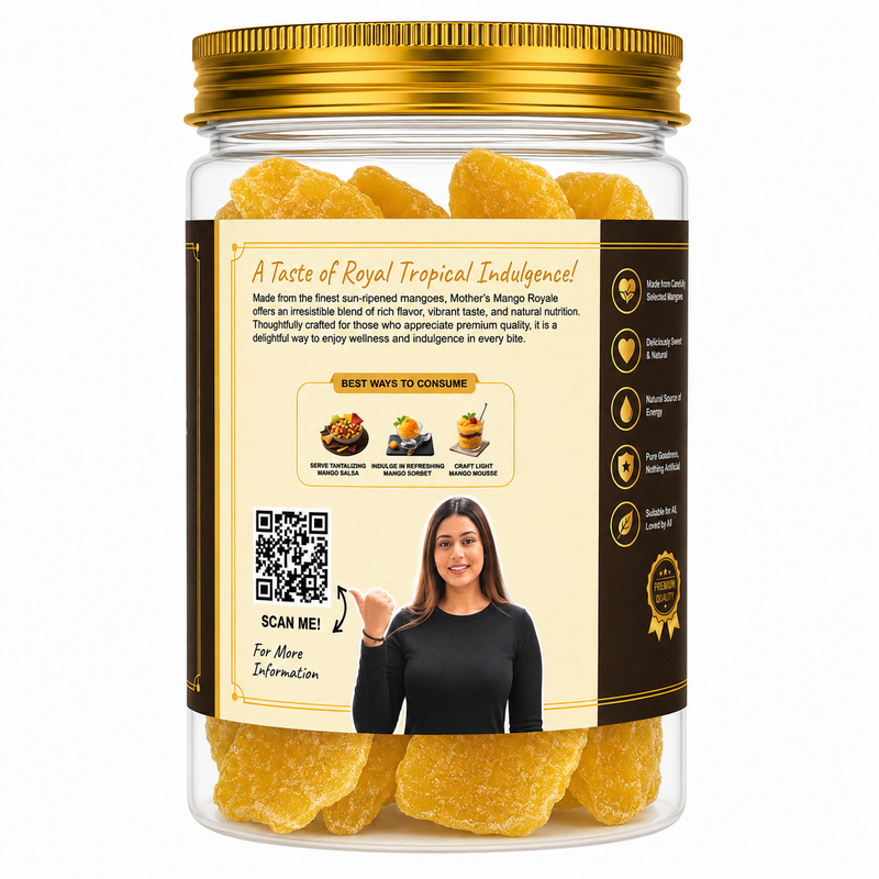 Mango Royale pack sizes 250g 500g - kids fruit snack tiffin