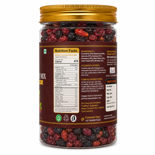 All-berry mix with imported cranberries blueberries strawberries no nuts