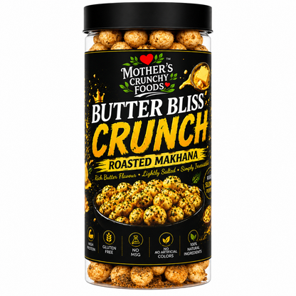 Butter Bliss Crunch Roasted Makhana jar - butter flavour fox nuts phool makhana by Mother's Crunchy Foods
