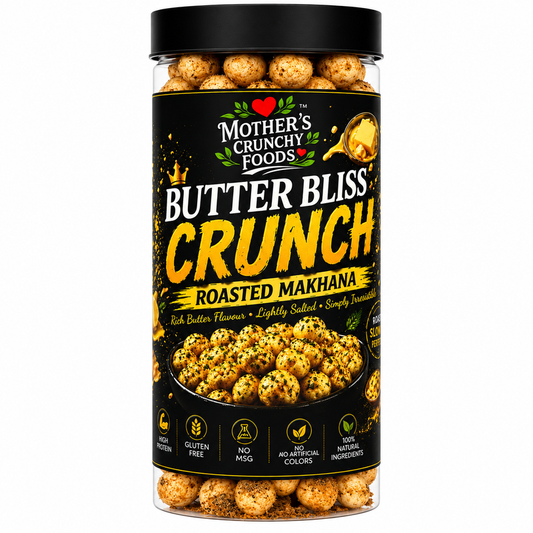 Butter Bliss Crunch Roasted Makhana jar - butter flavour fox nuts phool makhana by Mother's Crunchy Foods