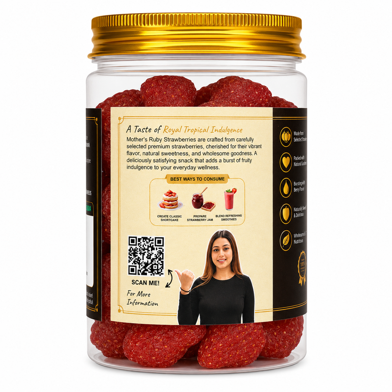 Ruby Strawberry pack sizes 200g 350g 700g - kids fruit snack