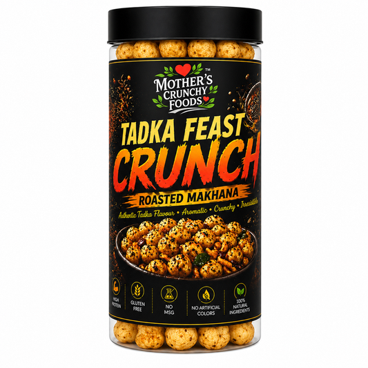 Tadka Feast Crunch Roasted Makhana jar - desi tadka masala fox nuts phool makhana by Mother's Crunchy Foods