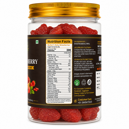 Dried strawberry pieces - soft chewy sweet tangy fruit snack in resealable jar