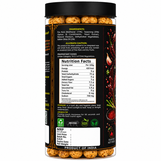 Sweet Thai chilli roasted makhana - fusion flavour air roasted lotus seeds snack