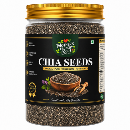 Chia Seeds jar - raw chia seeds for smoothies and overnight oats by Mother's Crunchy Foods