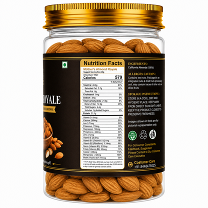 Raw California almonds badam - whole almond kernels in resealable jar