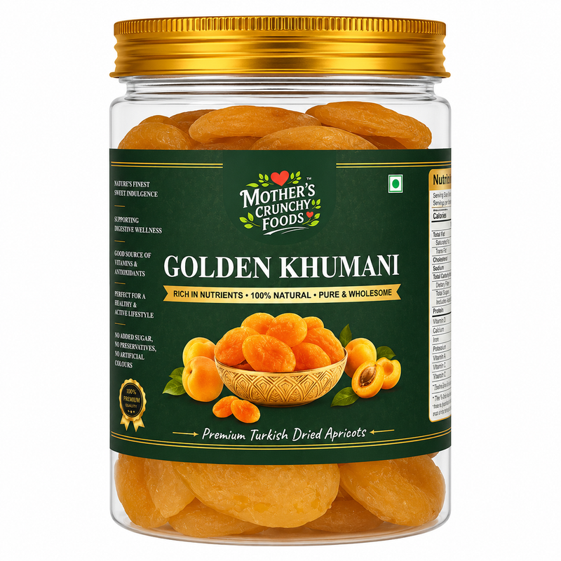 Golden Khumani jar - Turkish dried apricots khubani by Mother's Crunchy Foods