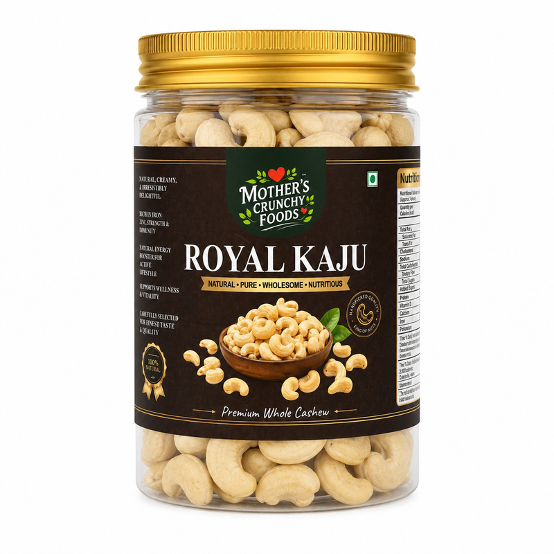 Royal Kaju jar - whole W240 grade cashew nuts by Mother's Crunchy Foods