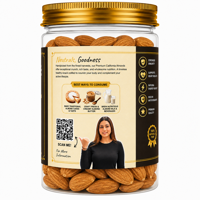 Almond Royale pack sizes 200g 300g 650g - whole California badam