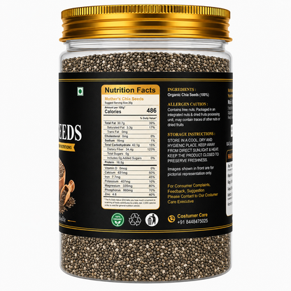 Raw chia seeds - black chia seeds for chia pudding and detox water