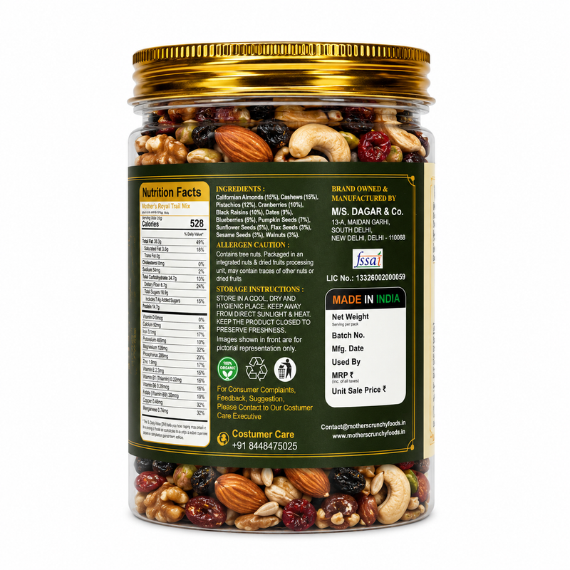 Royal trail mix for trekking travel flights and office snacking