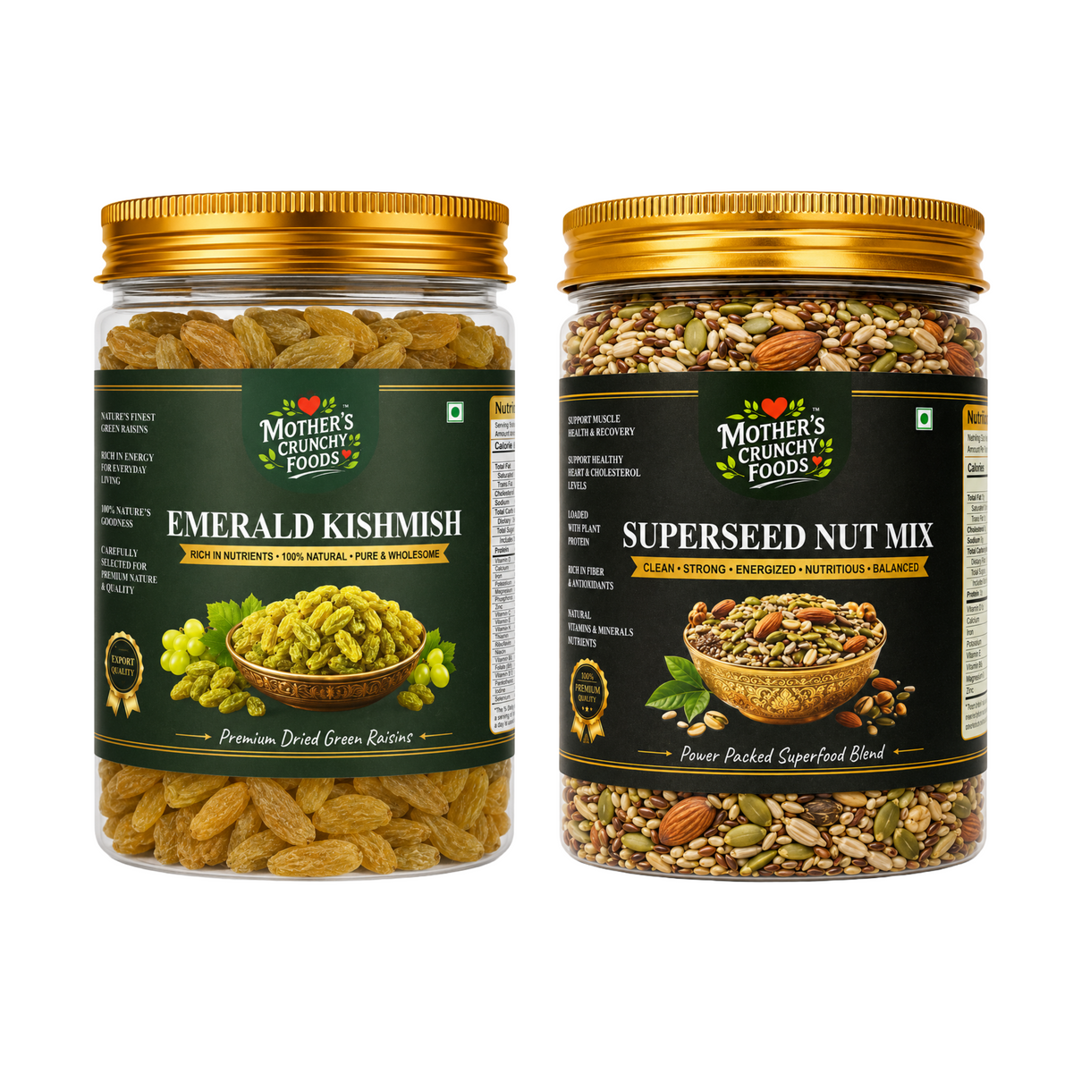 Mother's Crunchy Foods Emerald Kishmish + SuperSeed Nut Mix Combo