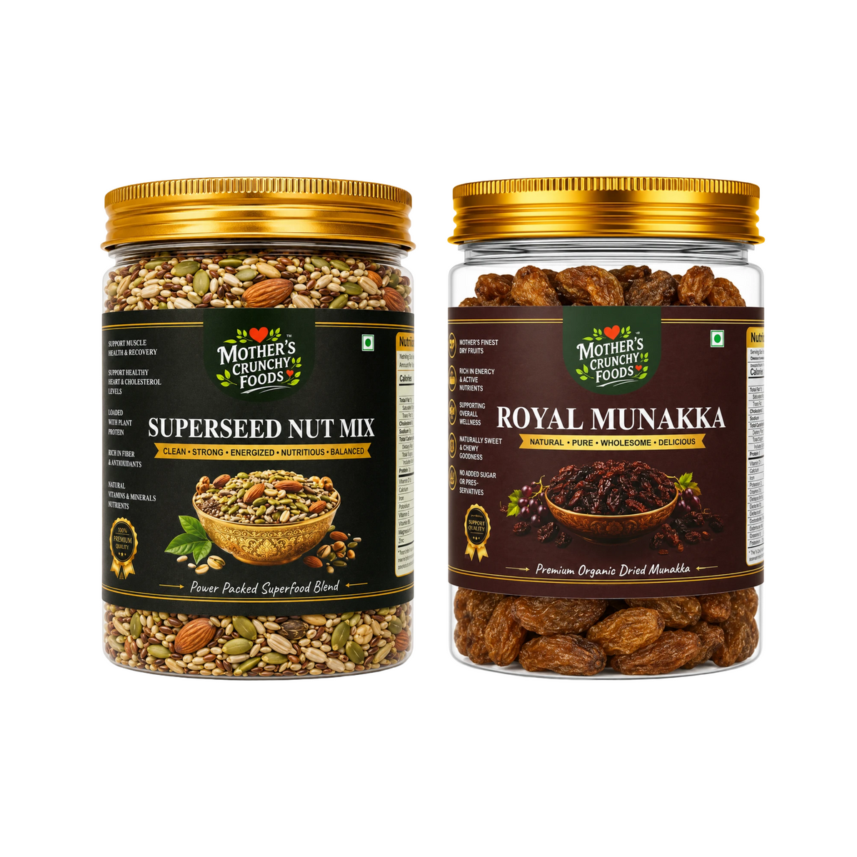 Mother's Crunchy Foods SuperSeed Nut Mix + Royal Munakka Combo