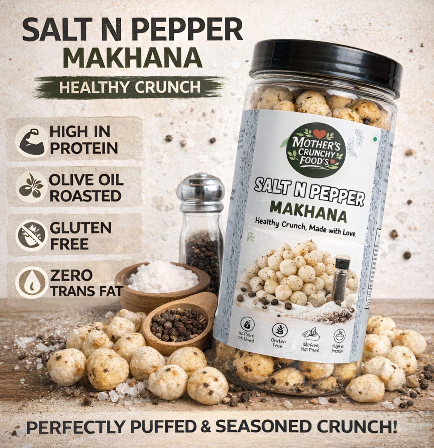 Salt & Pepper Roasted Flavoured Foxnuts – 150g