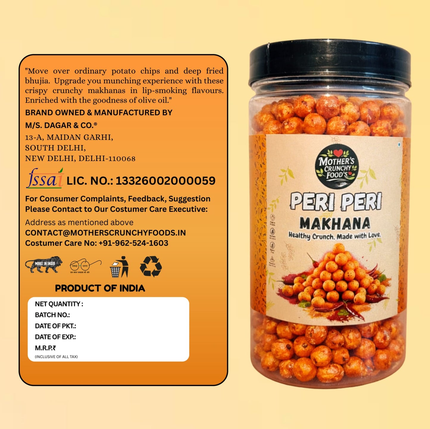 Peri Peri Flavoured Roasted Foxnuts – 150g