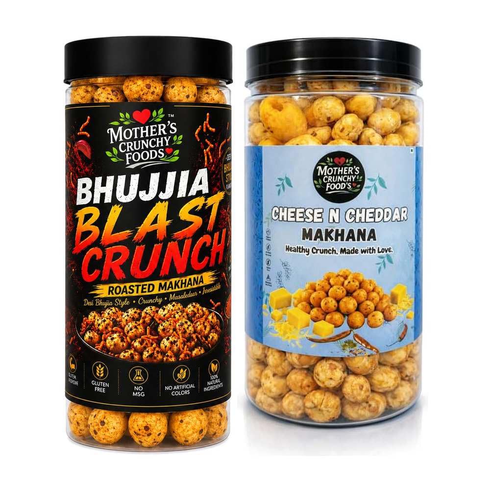 Bhujjia Blast Crunch Makhana + Cheese N Cheddar Makhana Combo Pack of 2