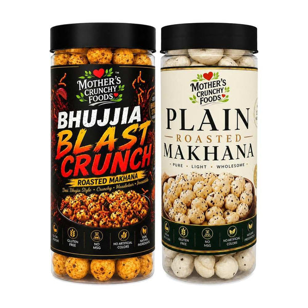 Bhujjia Blast Crunch Makhana + Plain Roasted Makhana Combo Pack of 2