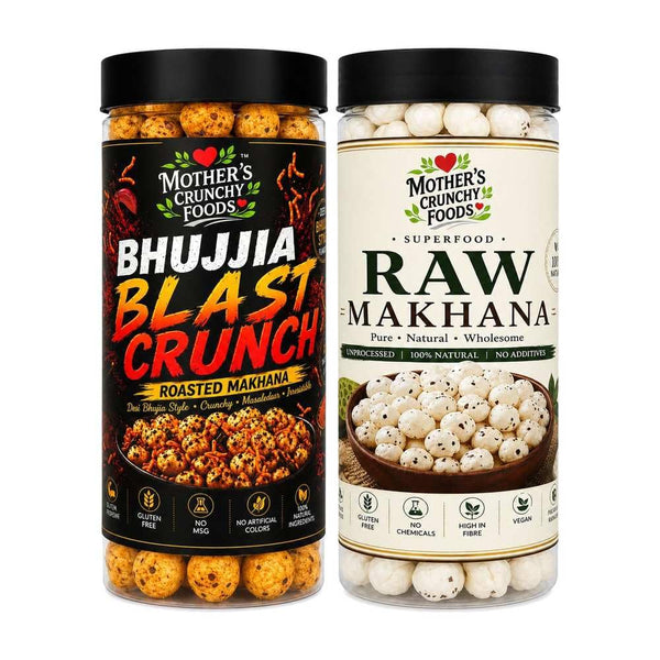 Bhujjia Blast Crunch Makhana + Raw Makhana Combo Pack of 2