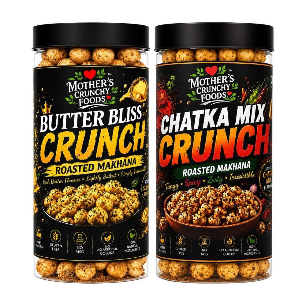 Butter Bliss Crunch Makhana + Chatka Mix Crunch Makhana Combo Pack of 2