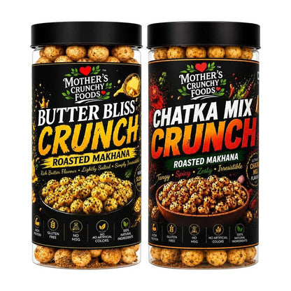 Butter Bliss Crunch Makhana + Chatka Mix Crunch Makhana Combo Pack of 2