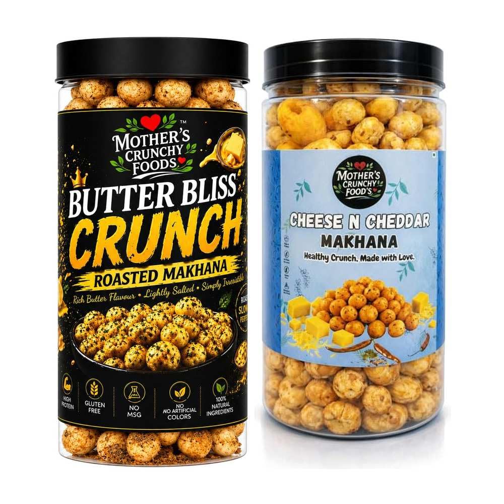 Butter Bliss Crunch Makhana + Cheese N Cheddar Makhana Combo Pack of 2