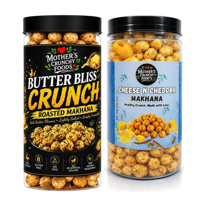 Butter Bliss Crunch Makhana + Cheese N Cheddar Makhana Combo Pack of 2