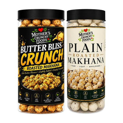 Butter Bliss Crunch Makhana + Plain Roasted Makhana Combo Pack of 2