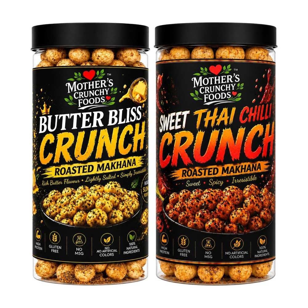 Butter Bliss Crunch Makhana + Sweet Thai Chilli Crunch Makhana Combo Pack of 2