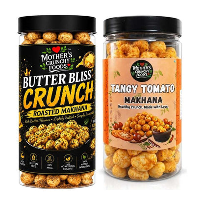 Butter Bliss Crunch Makhana + Tangy Tomato Makhana Combo Pack of 2